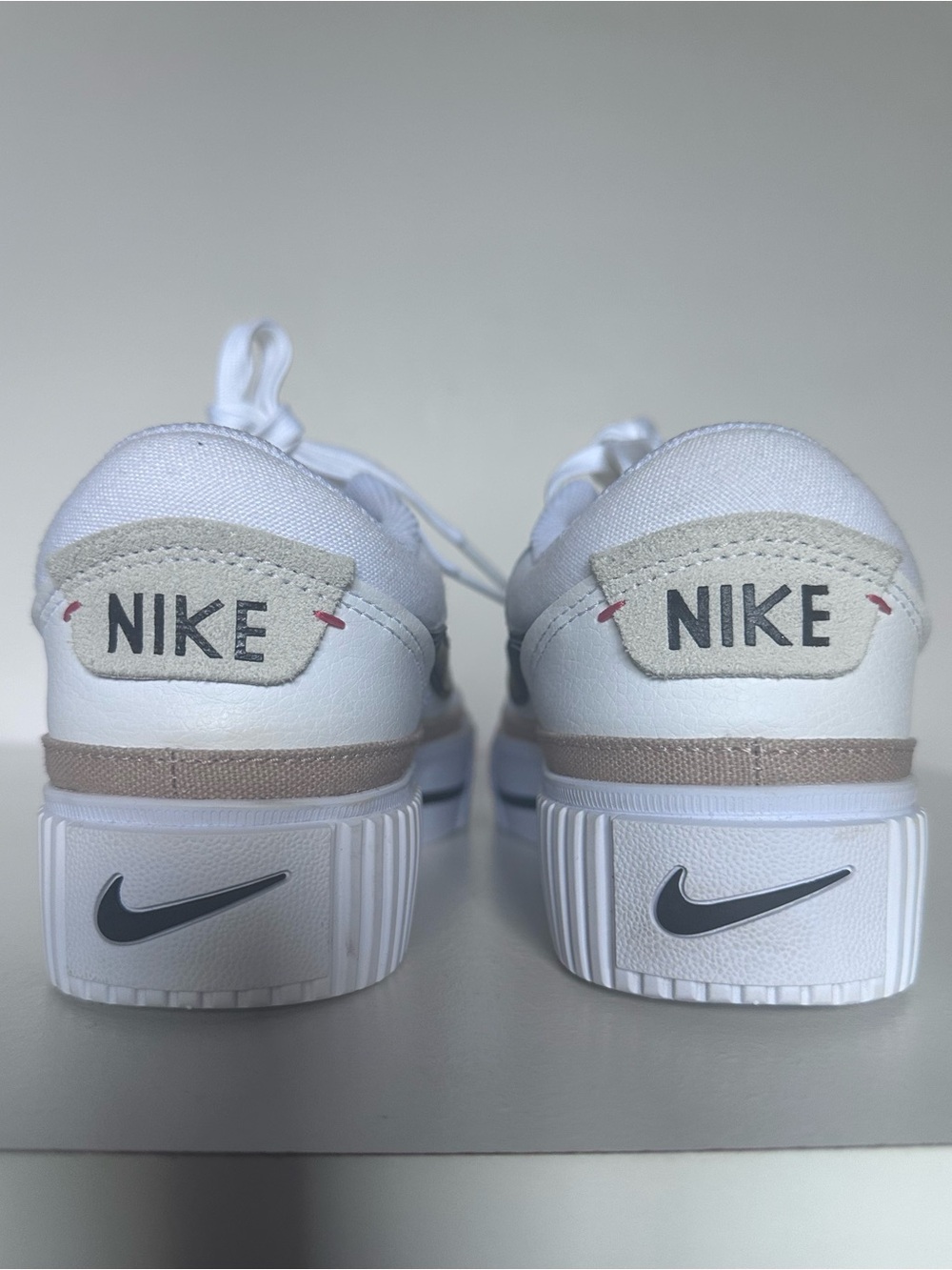 New Nike White and Beige Platform Athletic Sneakers 8